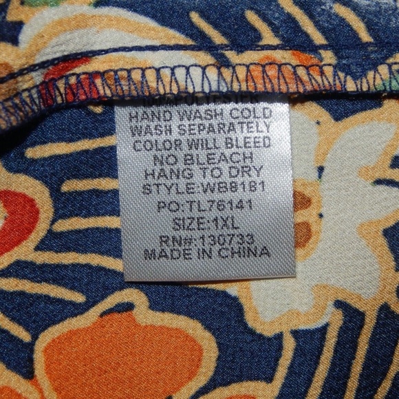 Umgee+ Julian Satin Paisley Midi Dress Size 1XL Blue Orange 3/4 Puff Sleeve - Picture 5 of 6